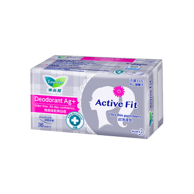 Laurier Active Fit Pantyliners Deodorant Ag+ 36's