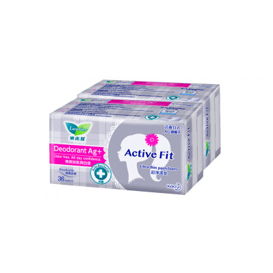Laurier Active Fit Pantyliners Deodorant Ag+ 36's (Twin Pack)