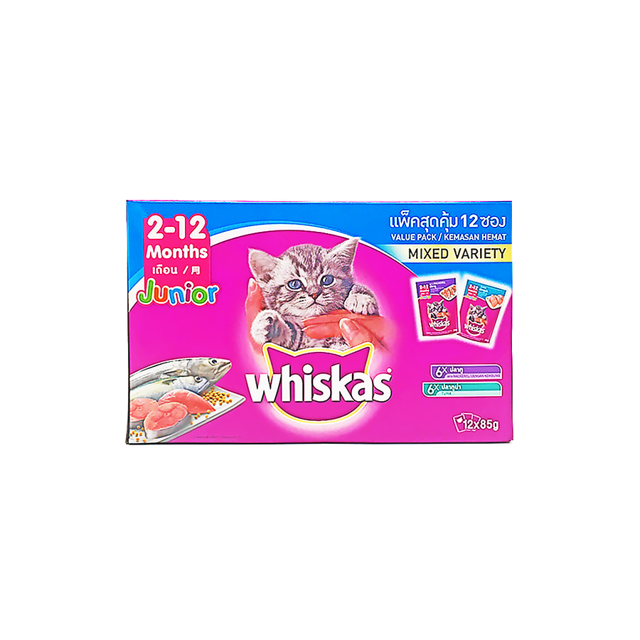 Whiskas Pouch Multipack Junior Tuna & Mackerel 12's x 80g