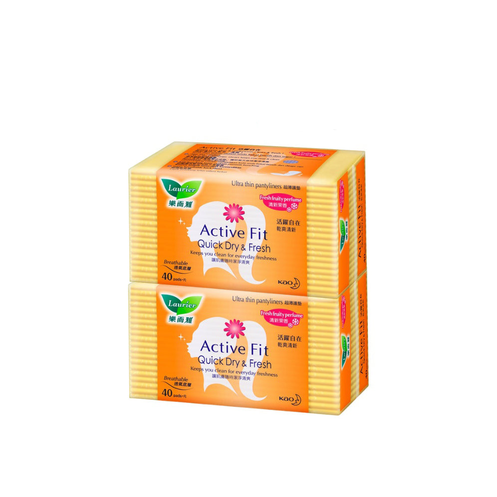 Laurier Pantyliner Active Fit Flower Fresh Fruity Perfume 40 s Twin Pack