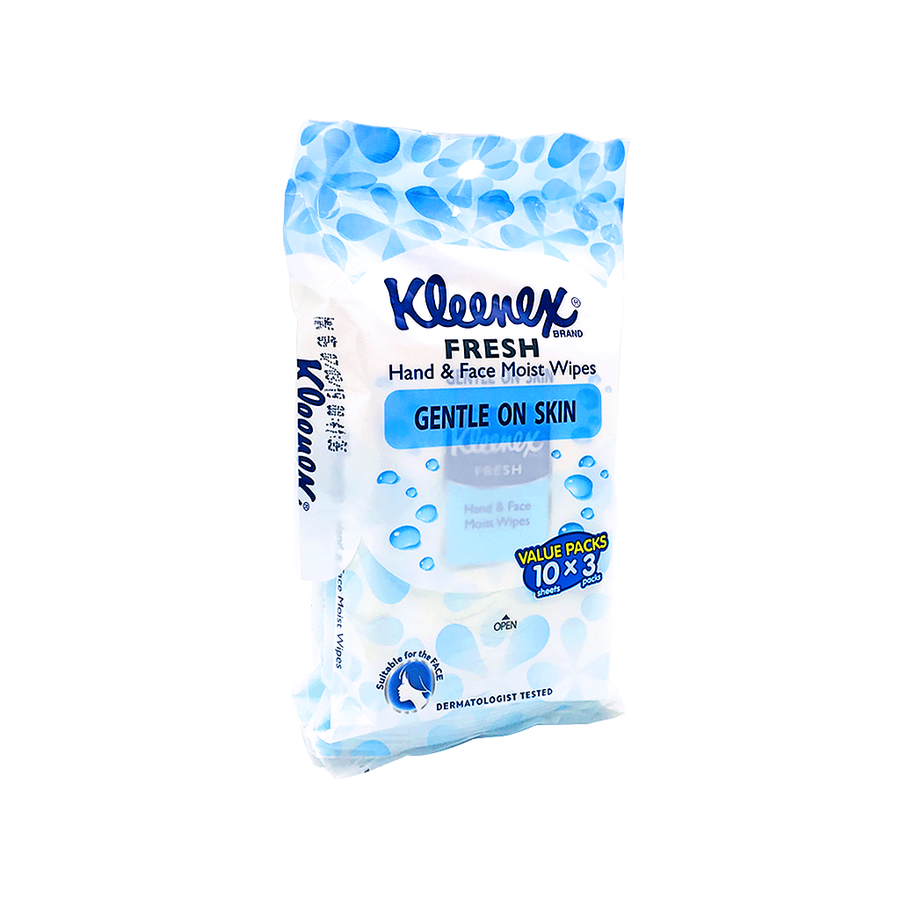 Kleenex Hand & Face Fresh Wipes 3 X 10'S